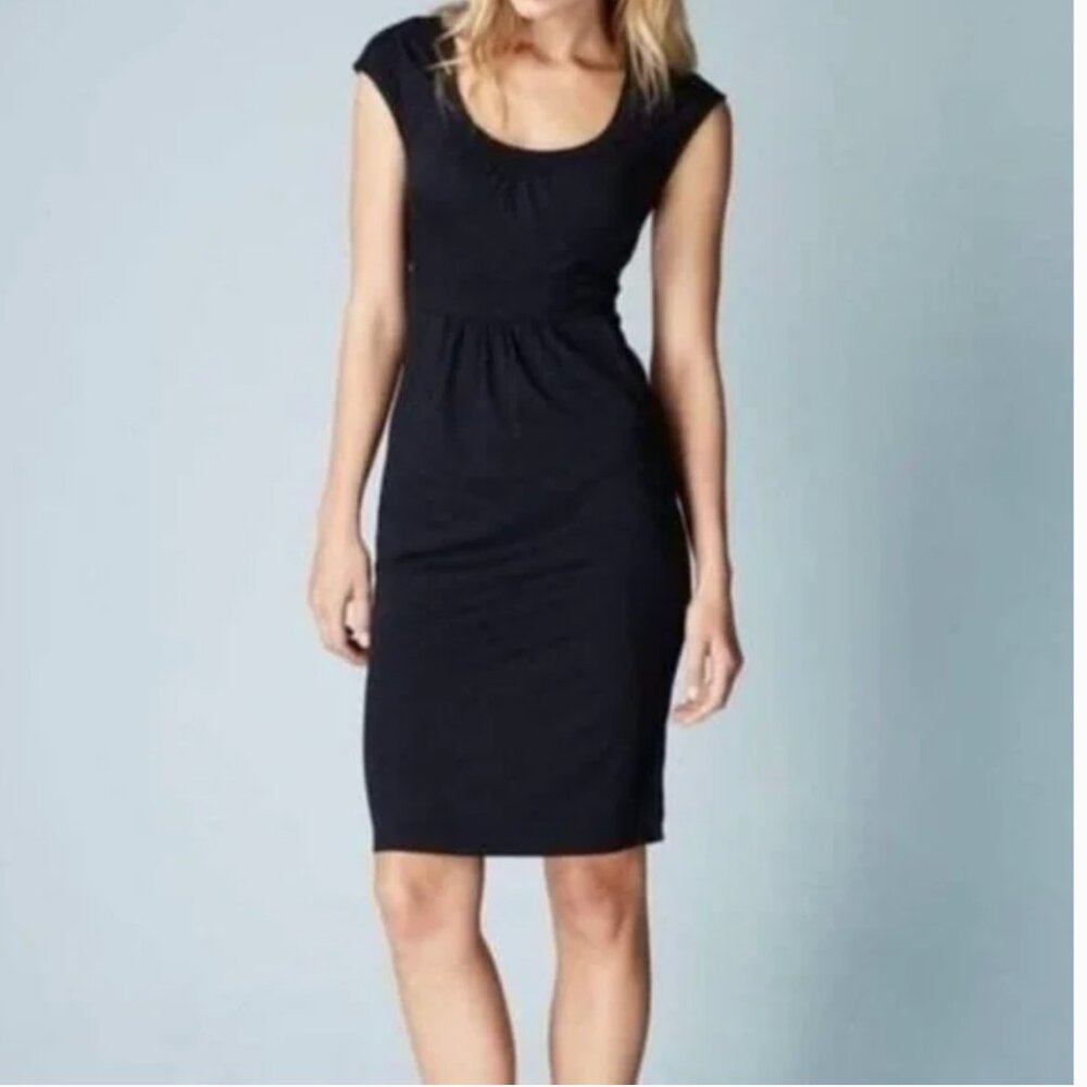 Boden Black Cotton Casual Weekend Sheath Dress 12R: Has Pockets!